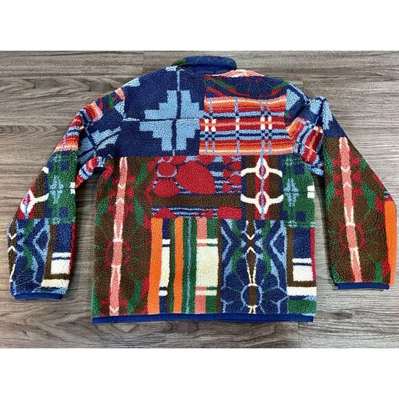 Polo Country Ralph Lauren Aztec Patchwork Pile Fleece Jacket Size Medium M New - Picture 2 of 4